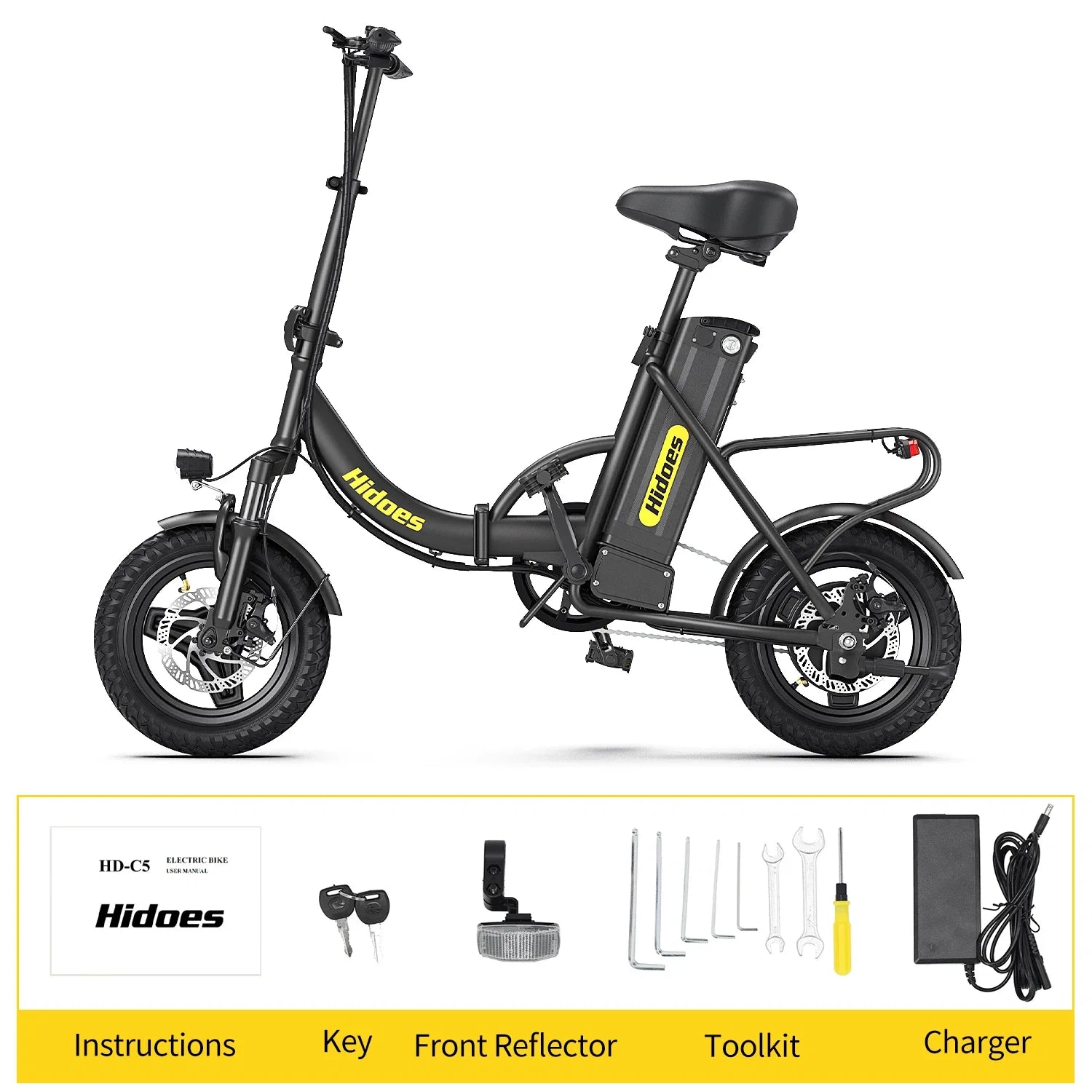 URLIFE C5 Folding Electric Bike - 14 Inch Compact E-Bike – alternate product view 4